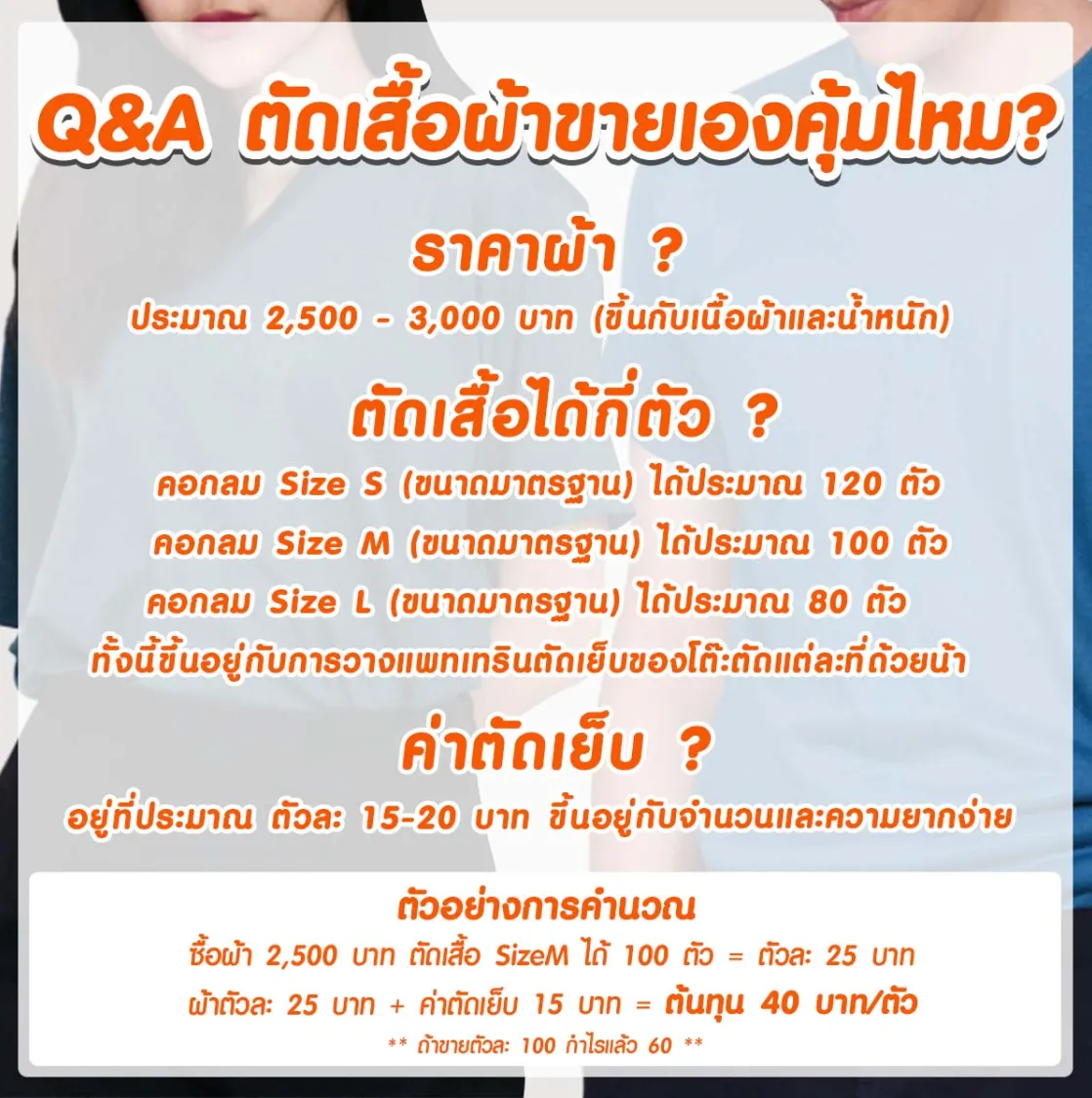 ตัดเสื้อผ้าขายเองคุ้มไหม