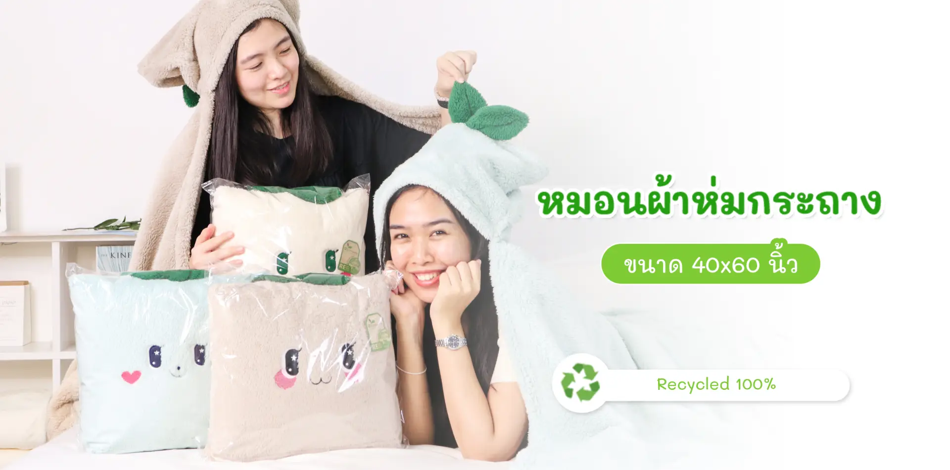 จงสถิตย์แฟร์ หมอนผ้าห่มกระถาง ขนาด 40x60 นิ้ว
