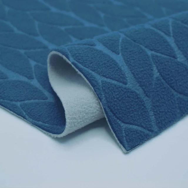 Navy Leaf Pattern Laminate Fabric | LM0261