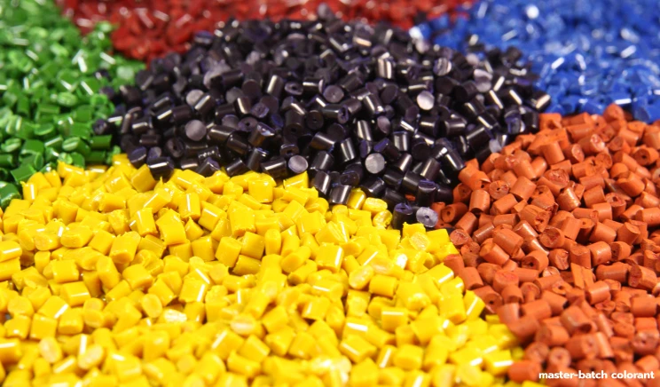 การผลิตเส้นด้ายโพลีเอสเตอร์ Dope-dyed เม็ดสีพลาสติก (master-batch colorant)