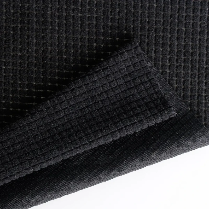 ผ้าฟลีซชักร่อง สีดำ  | A0-25-BH9272Z